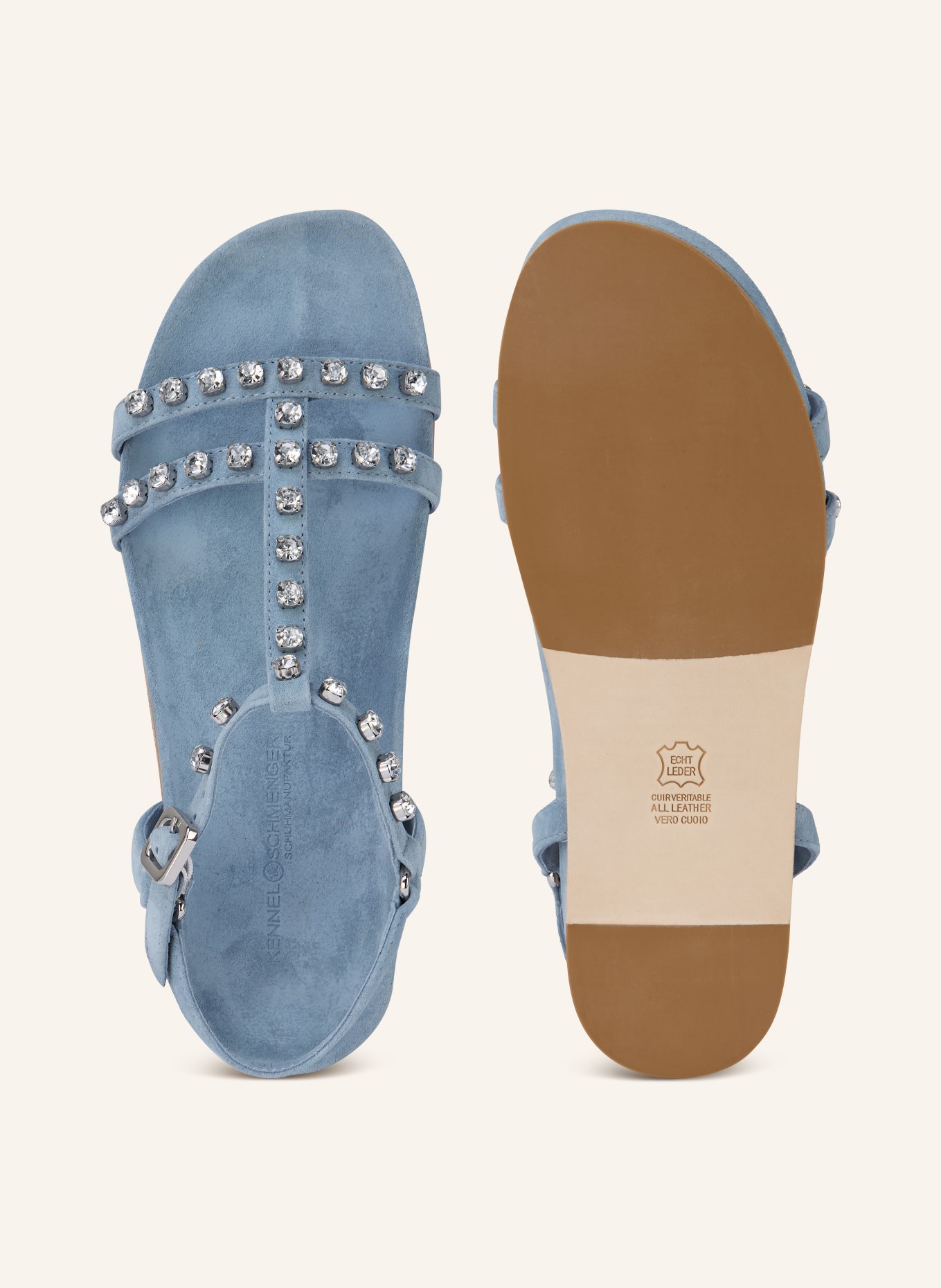 KENNEL & SCHMENGER LOVE sandals with gemstones: LIGHT BLUE / SILVER
