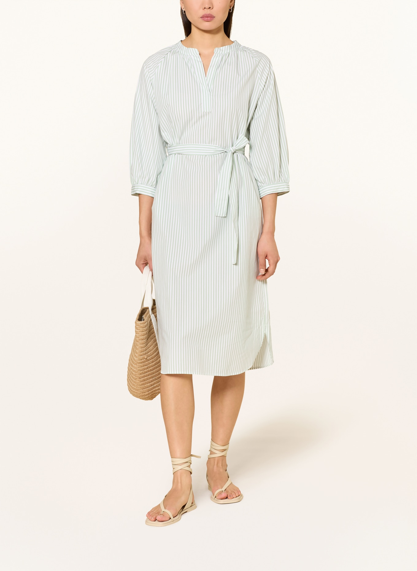 DESOTO Šaty NIKI s 3/4 rukávem: SVĚTLE ZELENÁ / BÍLÁ