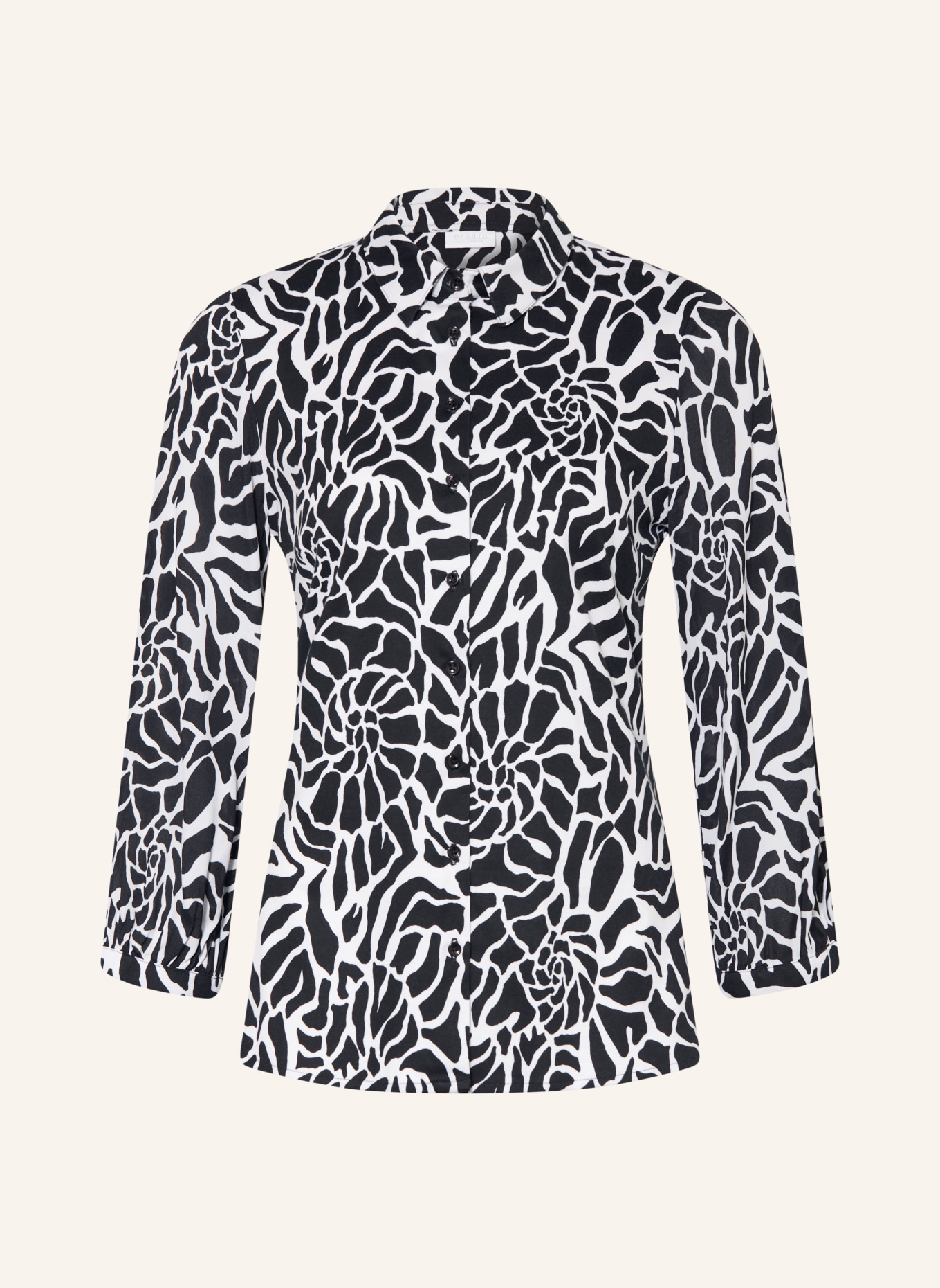 DESOTO Hemdbluse PIA aus Jersey mit 3/4-Arm: SCHWARZ / WEISS