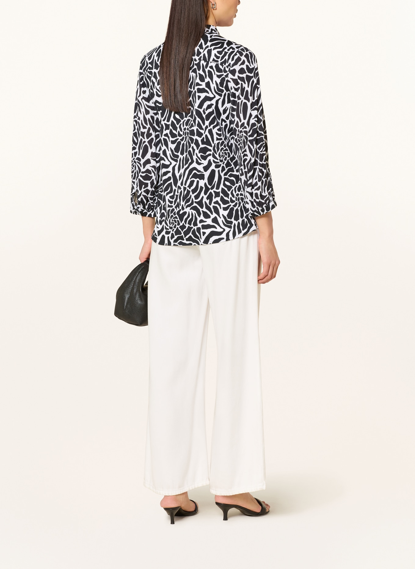 DESOTO Hemdbluse PIA aus Jersey mit 3/4-Arm: SCHWARZ / WEISS