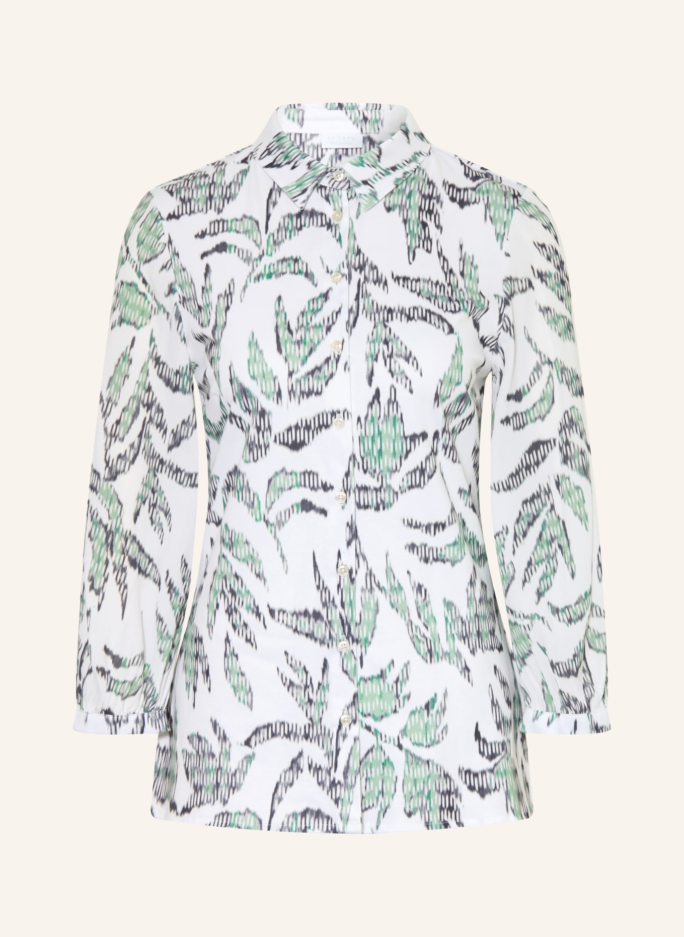 DESOTO Košile PIA z jersey s 3/4 rukávem: KRÉMOVÁ / ZELENÁ / ČERNÁ