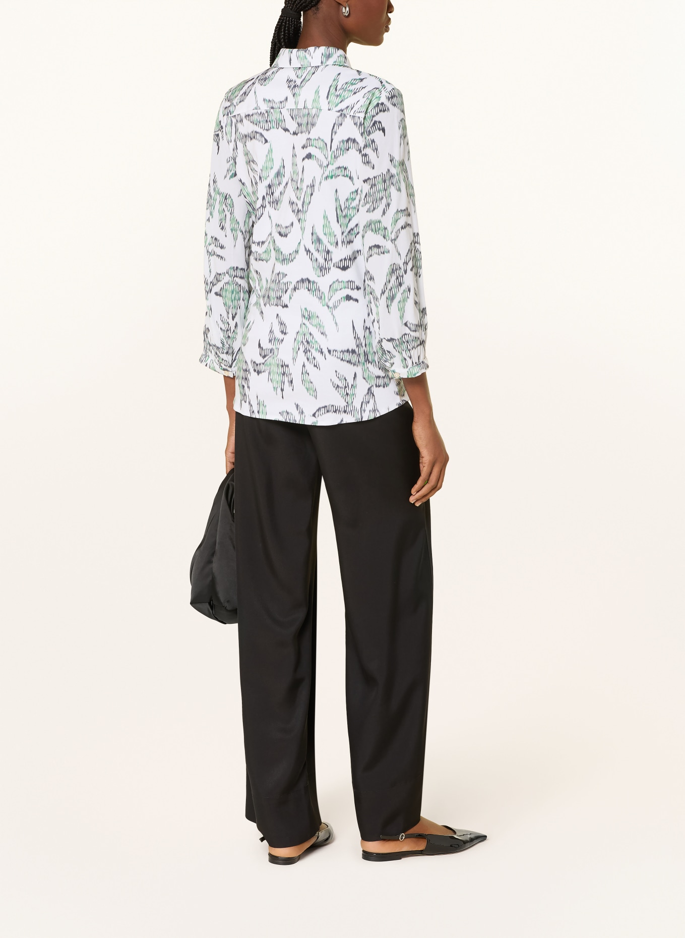 DESOTO Košile PIA z jersey s 3/4 rukávem: KRÉMOVÁ / ZELENÁ / ČERNÁ