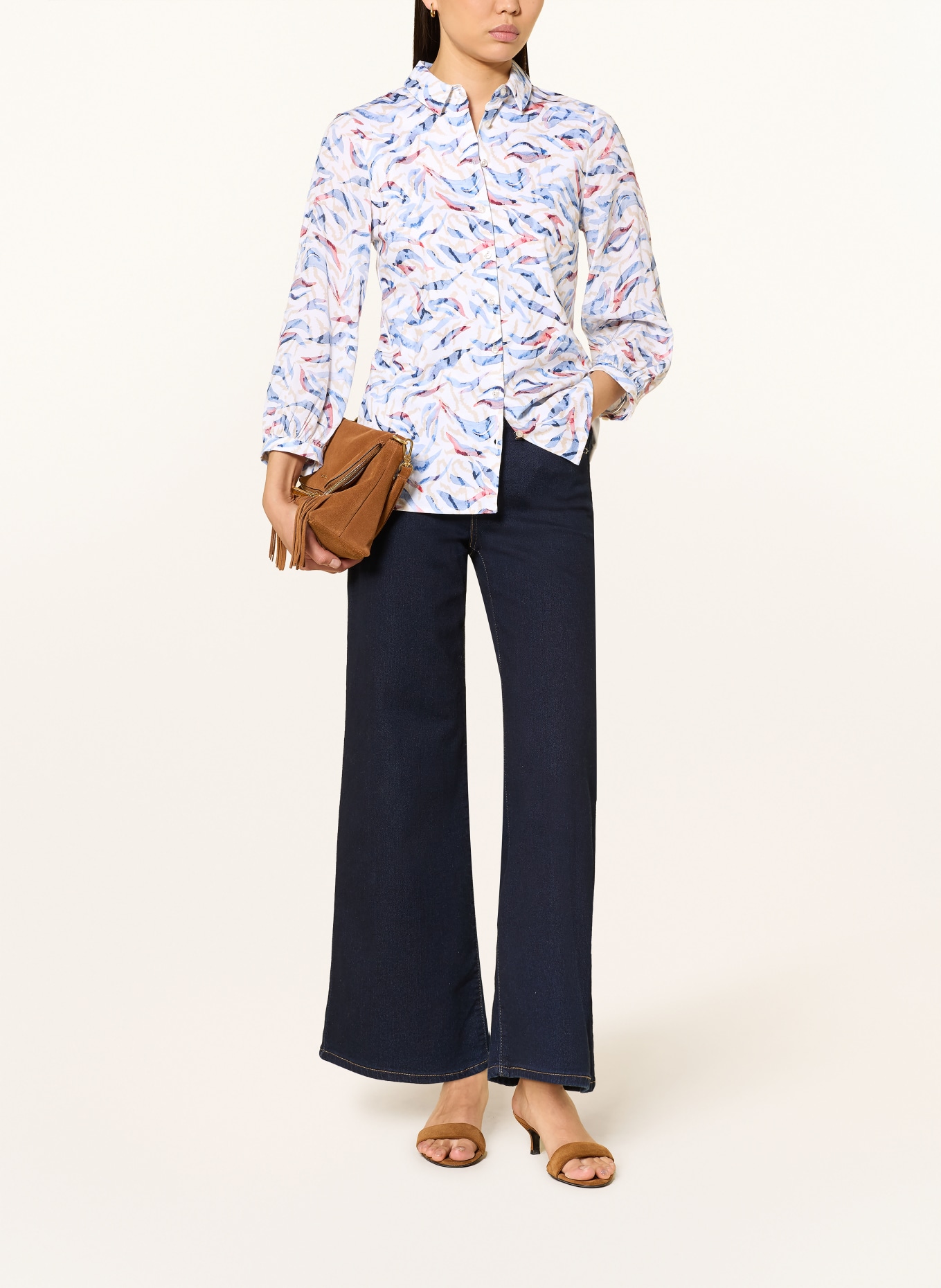 DESOTO Hemdbluse PIA mit 3/4-Arm: WEISS / ROT / BLAU