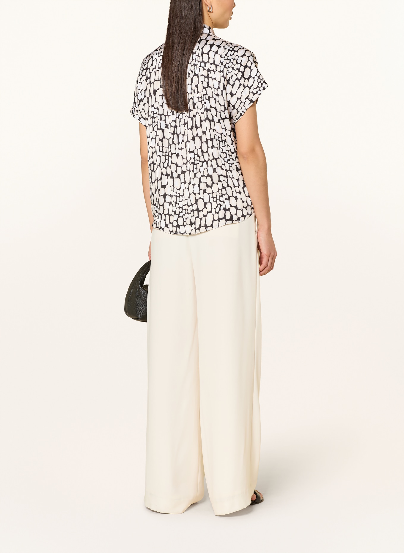 DESOTO Hemdbluse FLORINE aus Satin: BEIGE / SCHWARZ