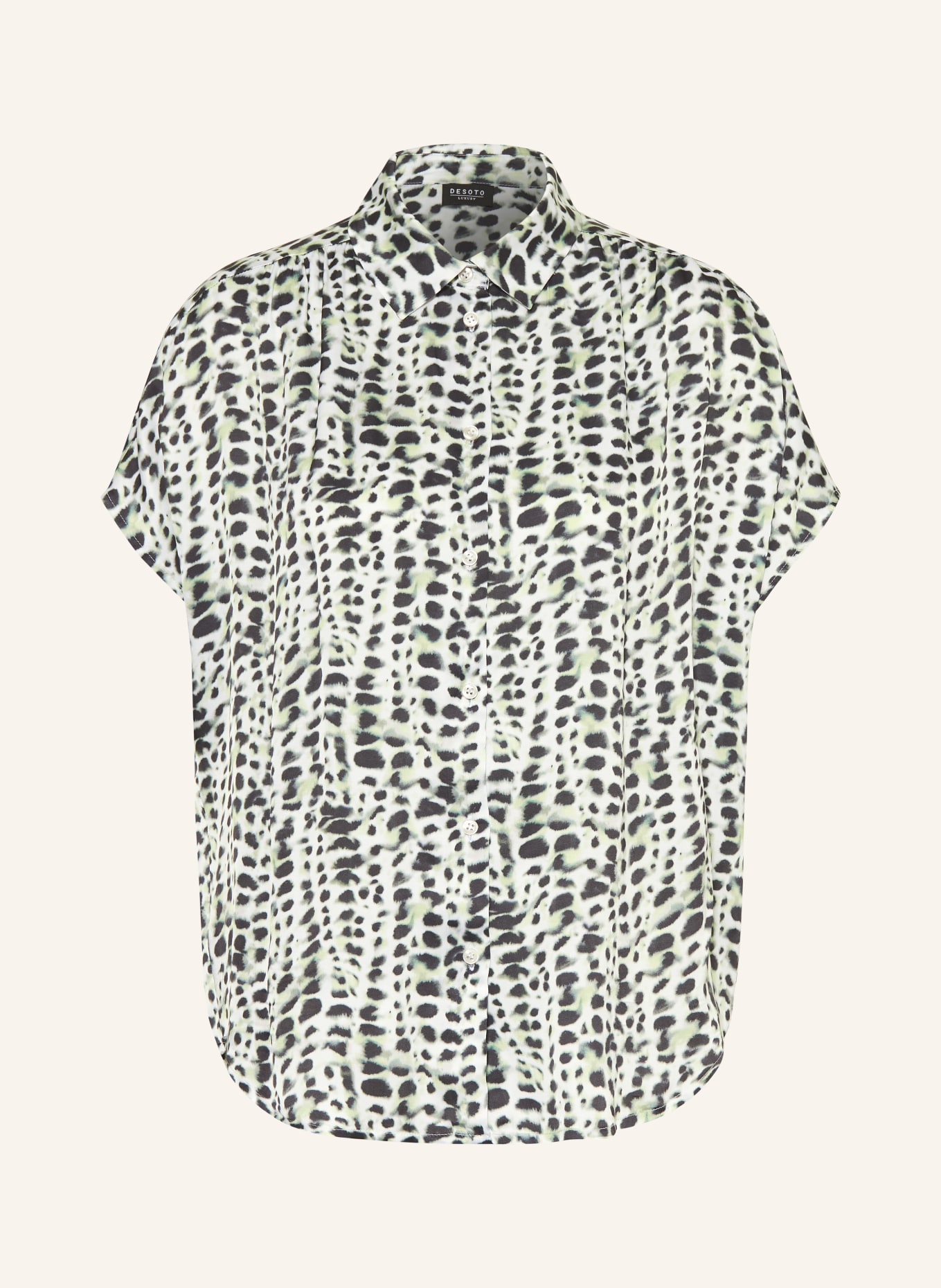 DESOTO Hemdbluse FLORINE aus Satin: GRÜN / WEISS / SCHWARZ