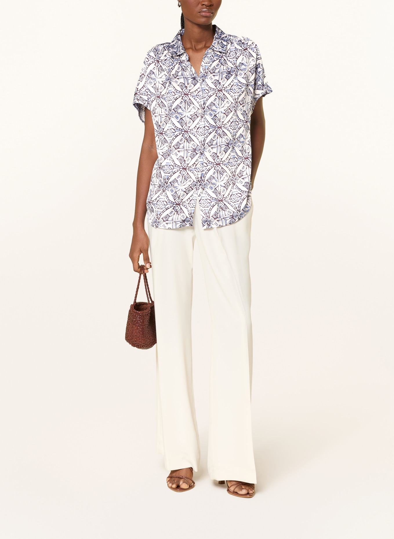 DESOTO Košile FLORINE ze saténu: REŽNÁ / TMAVĚ HNĚDÁ / TMAVĚ MODRÁ