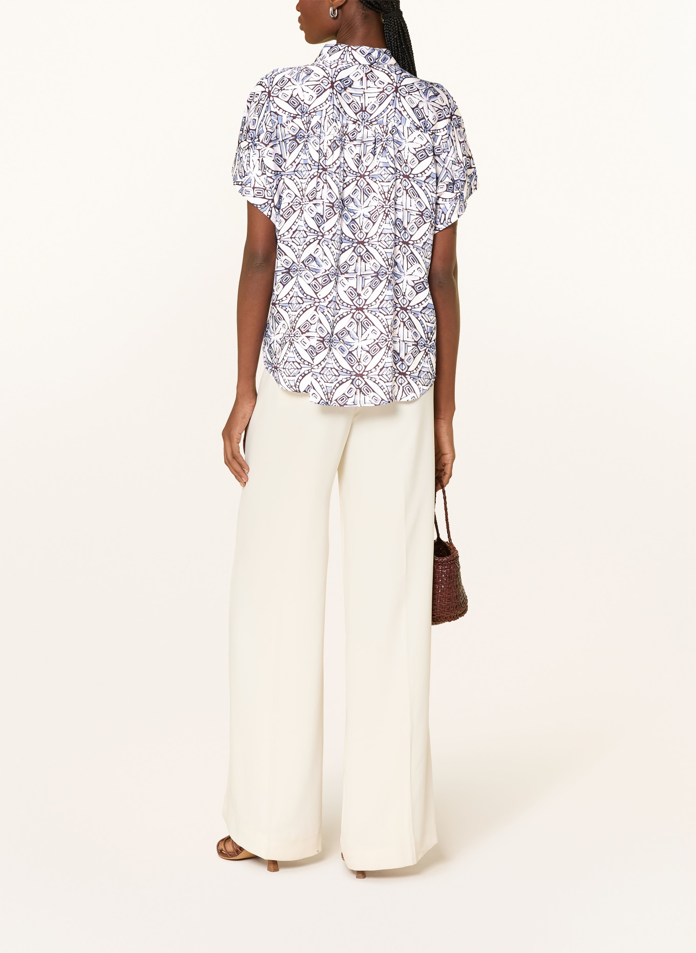 DESOTO Košile FLORINE ze saténu: REŽNÁ / TMAVĚ HNĚDÁ / TMAVĚ MODRÁ