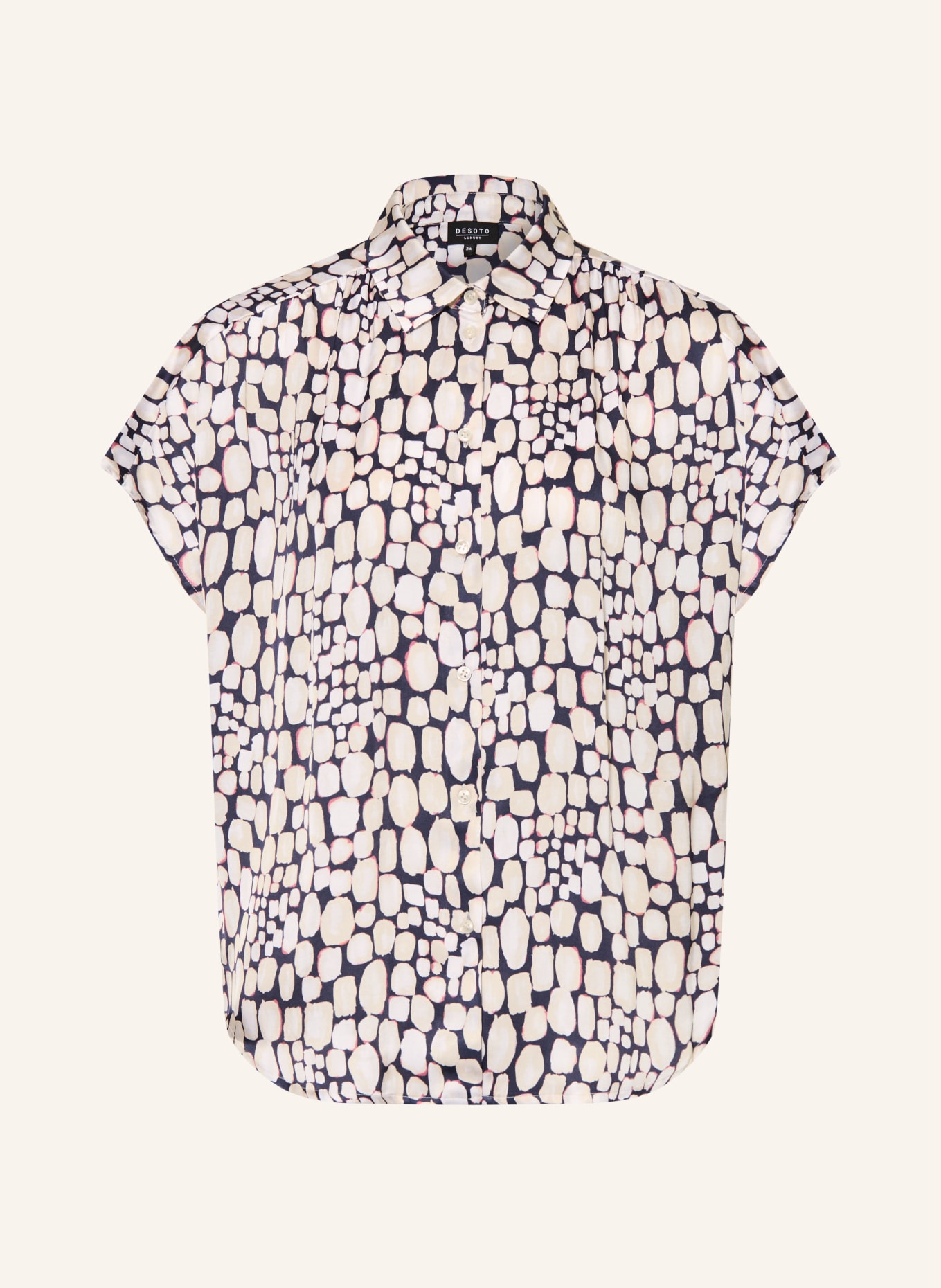 DESOTO Košile FLORINE ze saténu: BÉŽOVÁ / ČERVENÁ / TMAVĚ MODRÁ