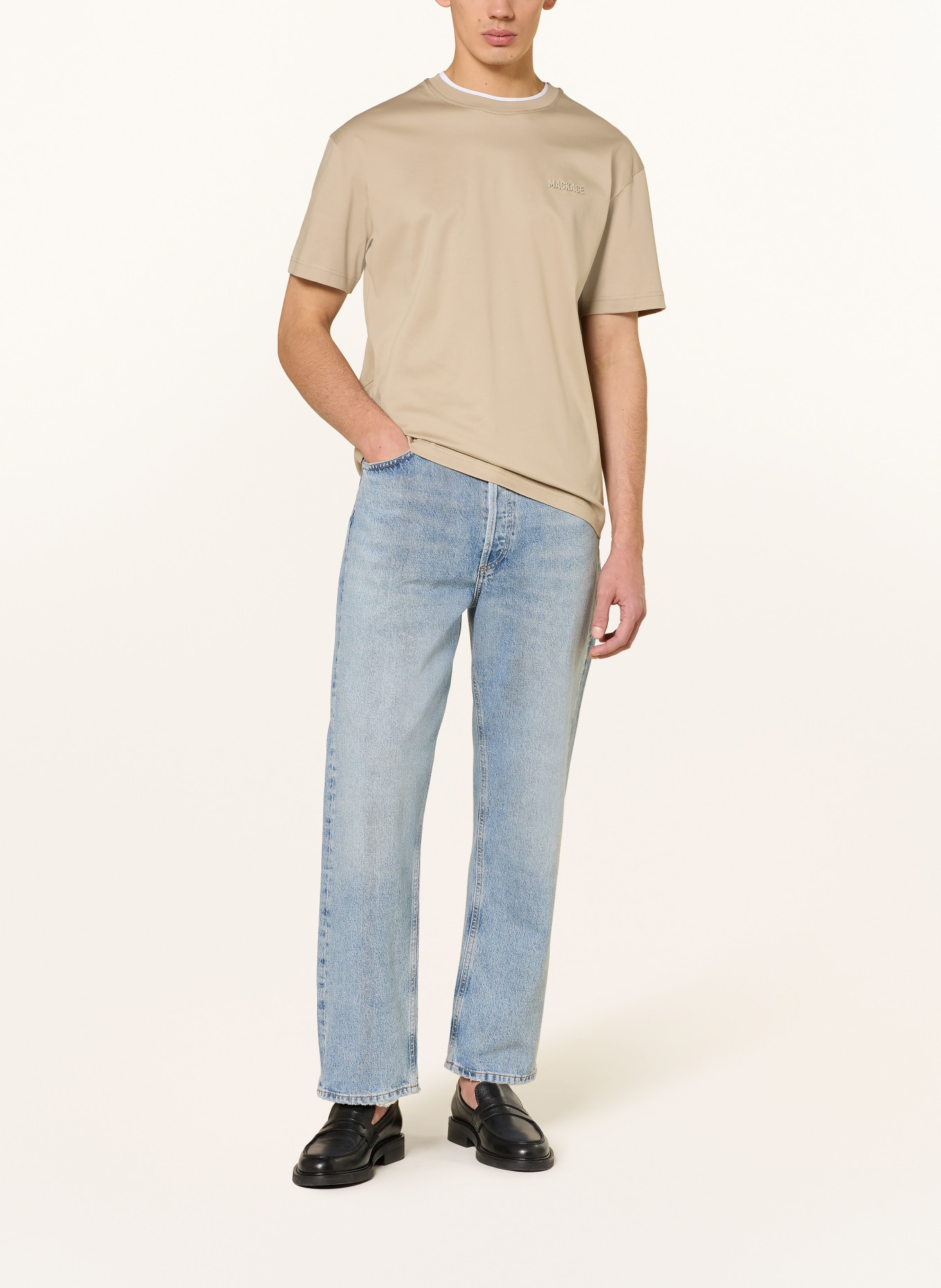 Mackage T-Shirt: BEIGE / WEISS