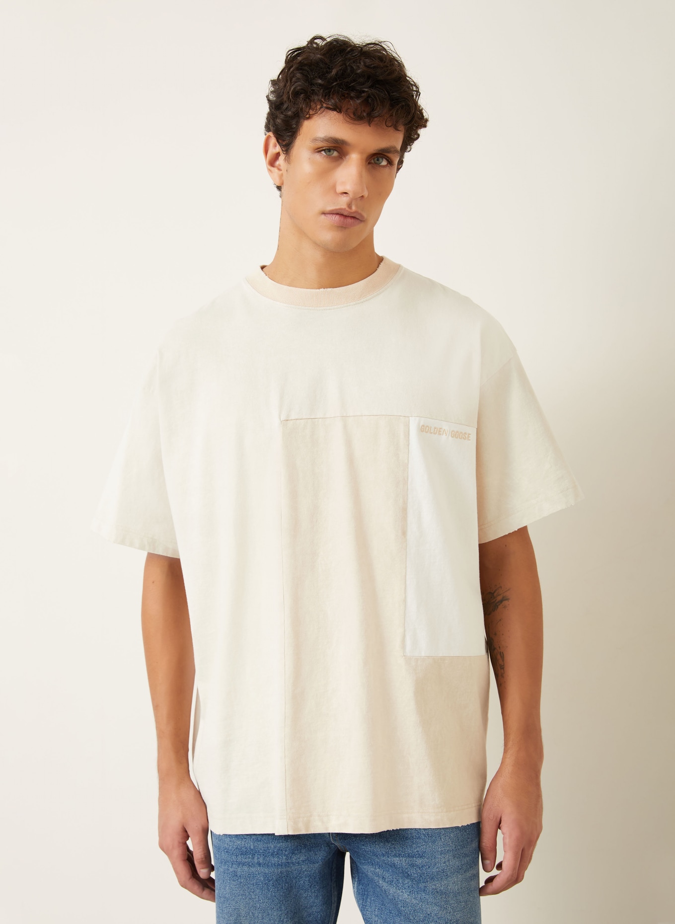 GOLDEN GOOSE T-Shirt JOURNEY: ECRU / BEIGE