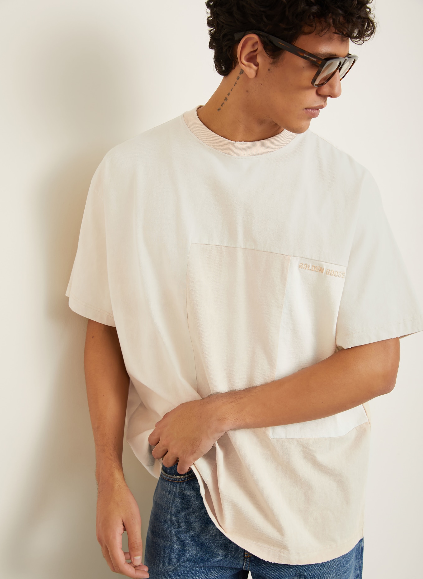 GOLDEN GOOSE T-Shirt JOURNEY: ECRU / BEIGE