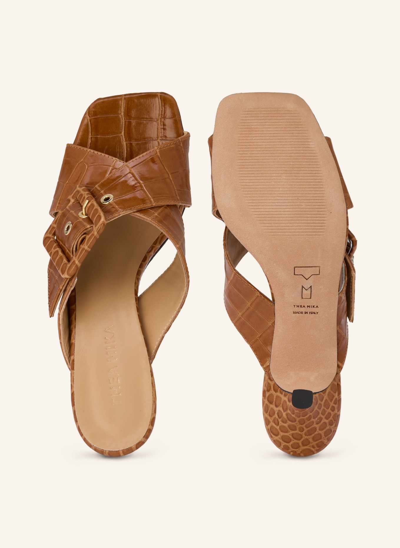 THEA MIKA GILLAXX mules: COGNAC