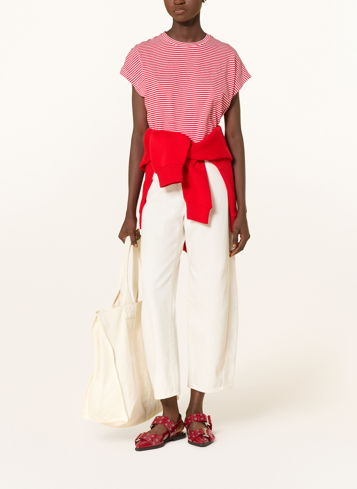 ARMEDANGELS T-shirt: RED / WHITE