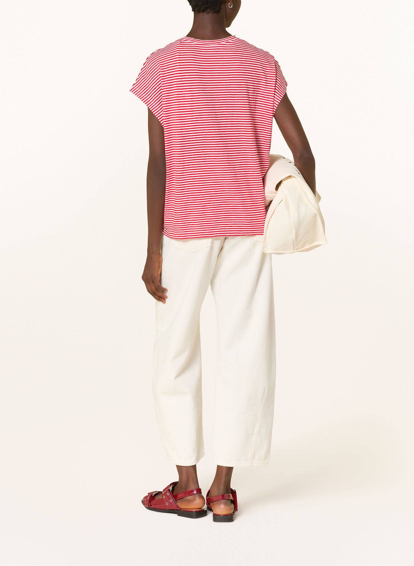 ARMEDANGELS T-shirt: RED / WHITE