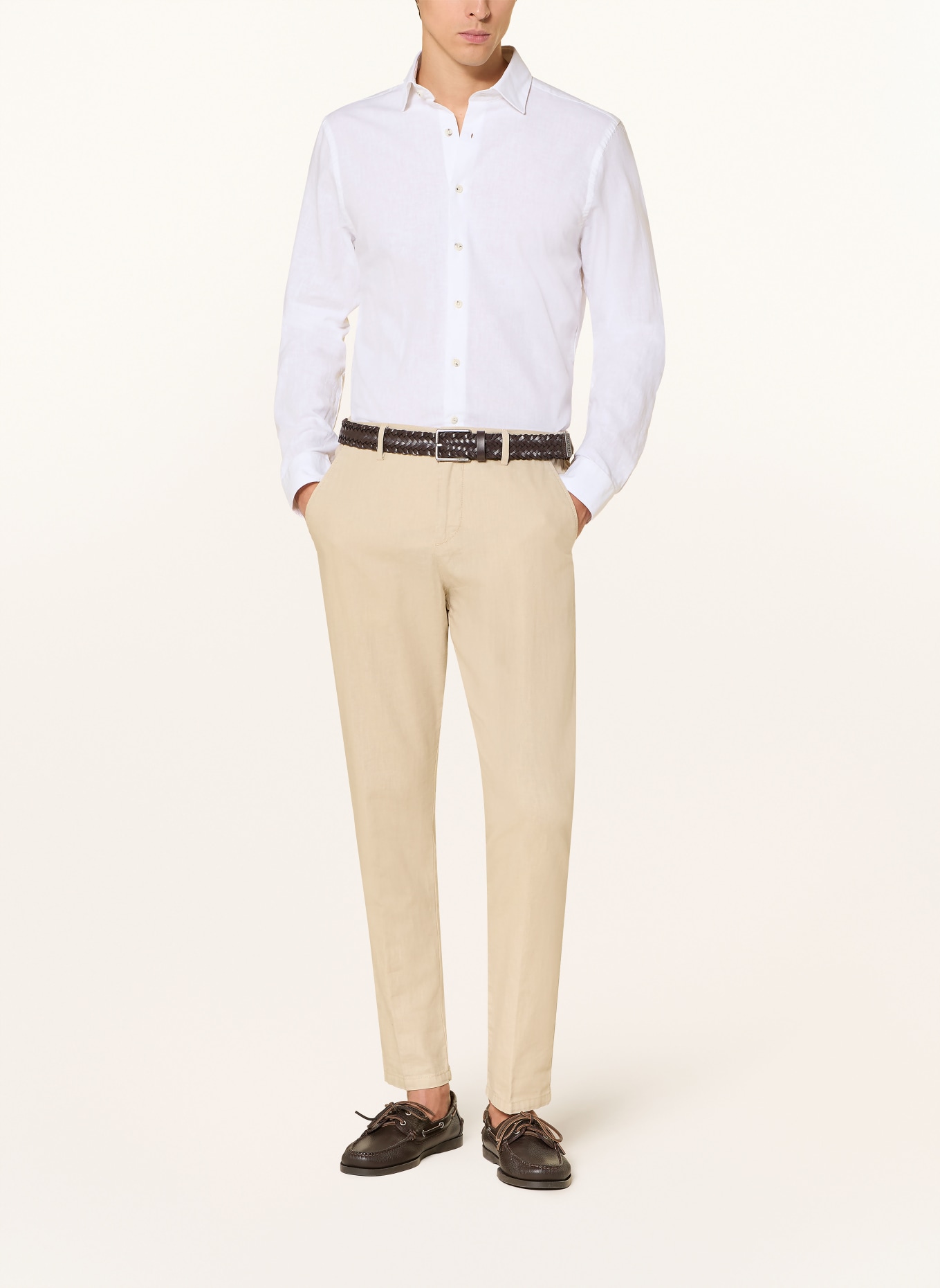 ROY ROBSON Hemd Slim Fit mit Leinen: WEISS