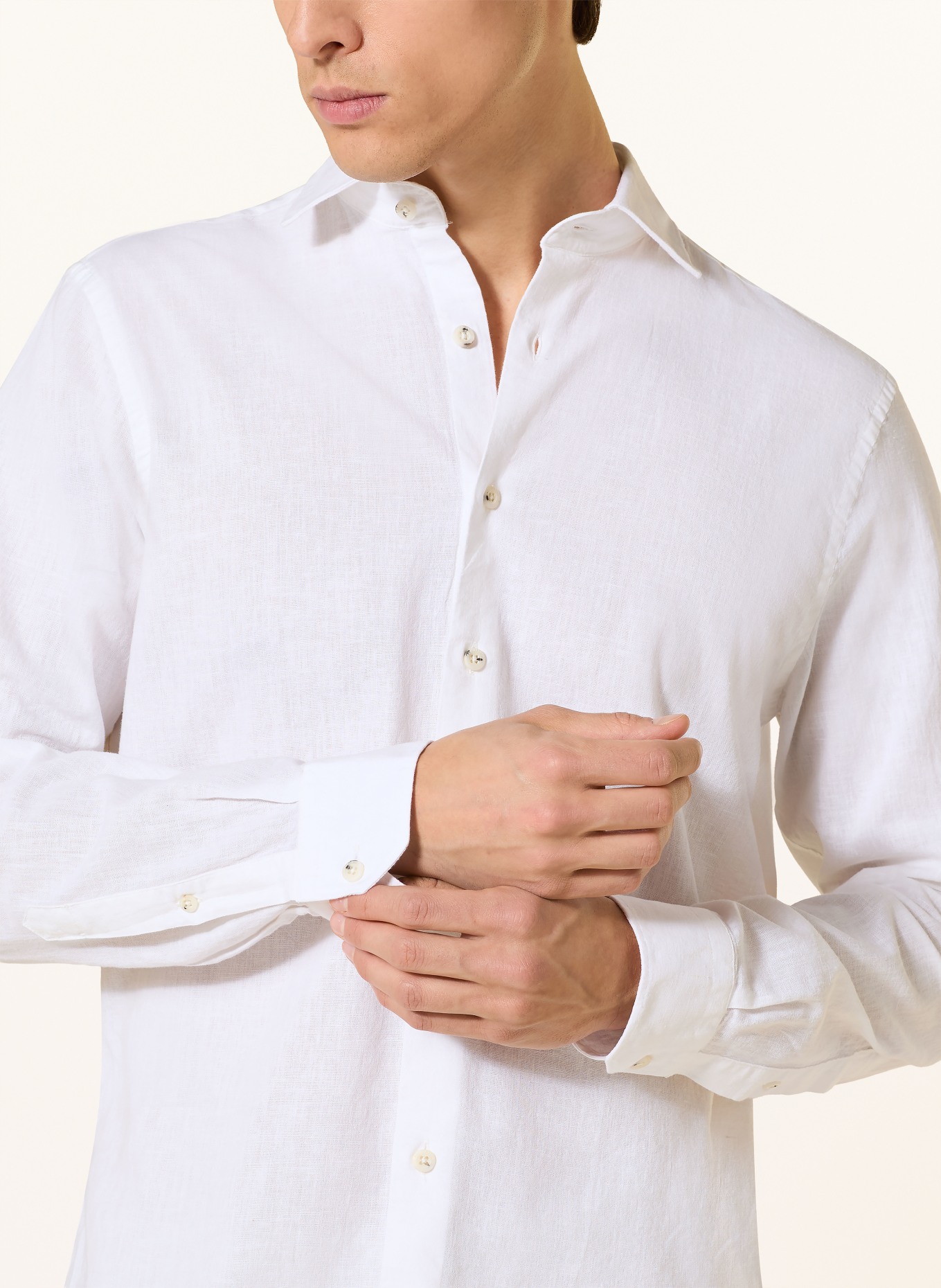 ROY ROBSON Hemd Slim Fit mit Leinen: WEISS