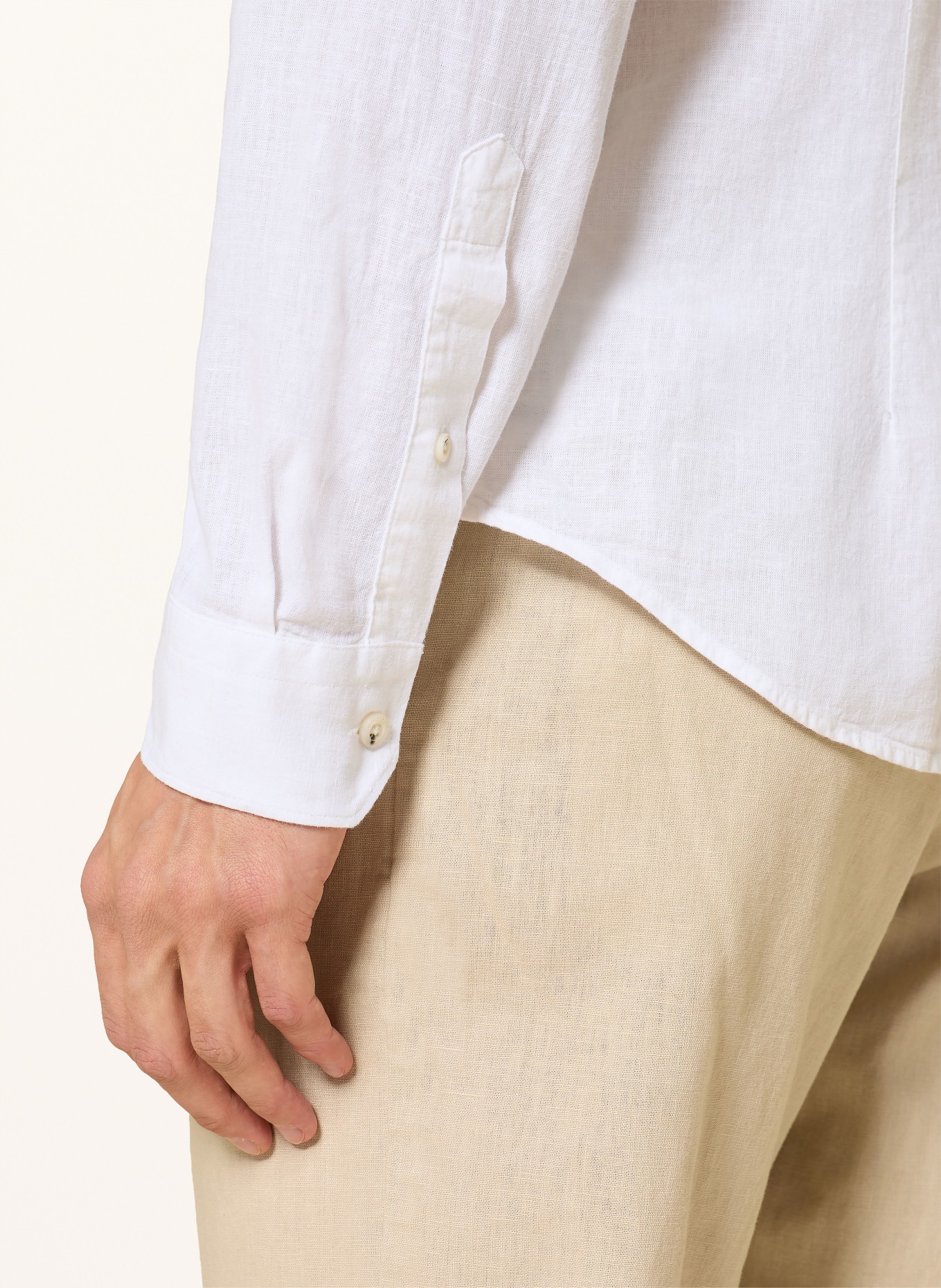 ROY ROBSON Hemd Slim Fit mit Leinen: WEISS