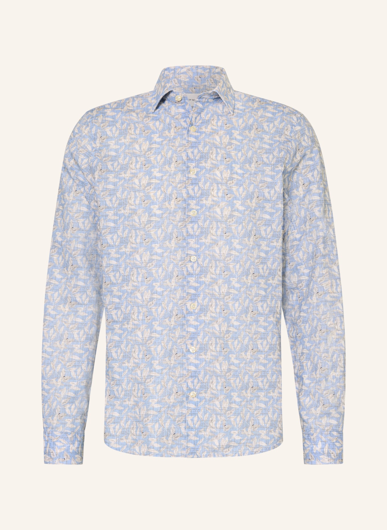 ROY ROBSON Hemd Slim Fit mit Leinen: HELLBLAU / ECRU / TAUPE