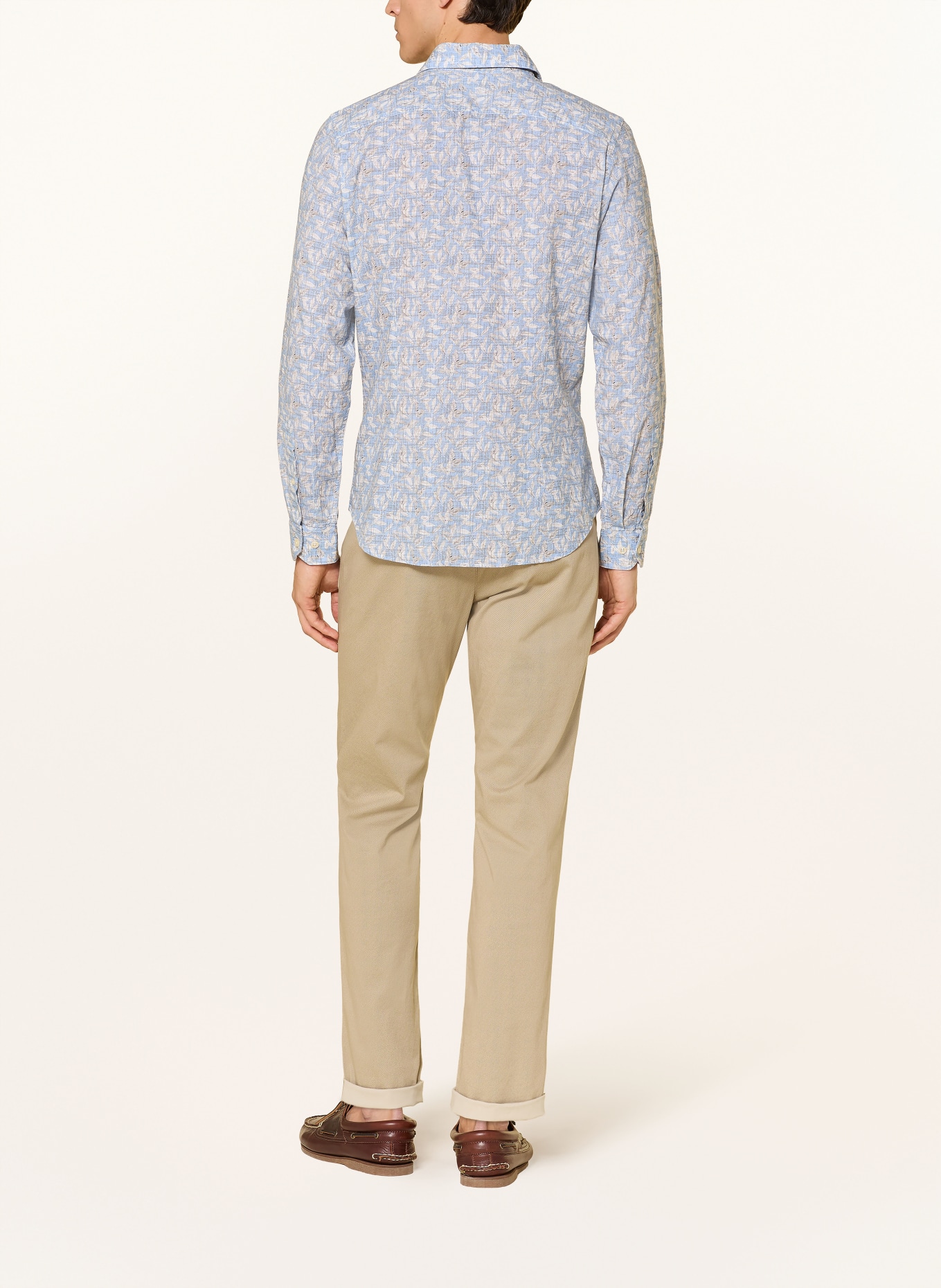 ROY ROBSON Hemd Slim Fit mit Leinen: HELLBLAU / ECRU / TAUPE