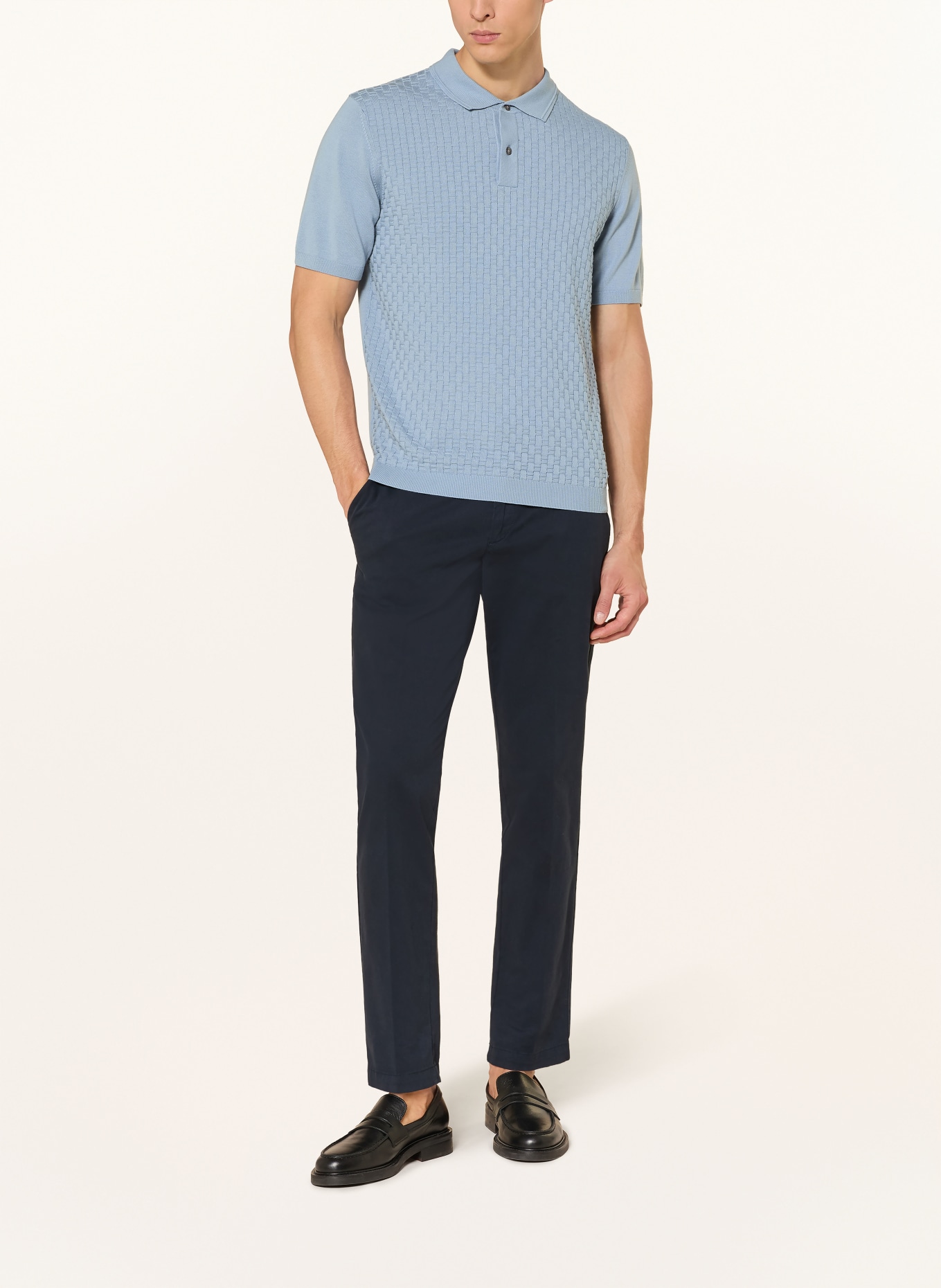 ROY ROBSON Strick-Poloshirt: HELLBLAU