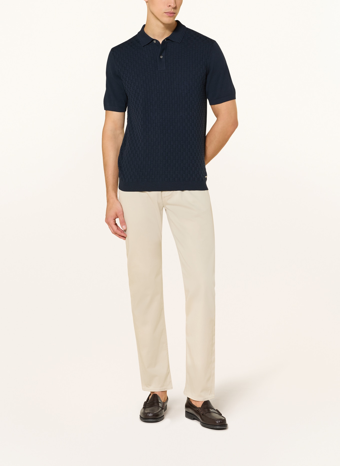 ROY ROBSON Strick-Poloshirt: DUNKELBLAU