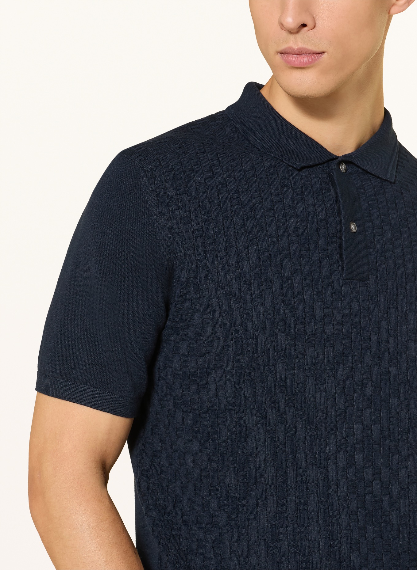 ROY ROBSON Strick-Poloshirt: DUNKELBLAU