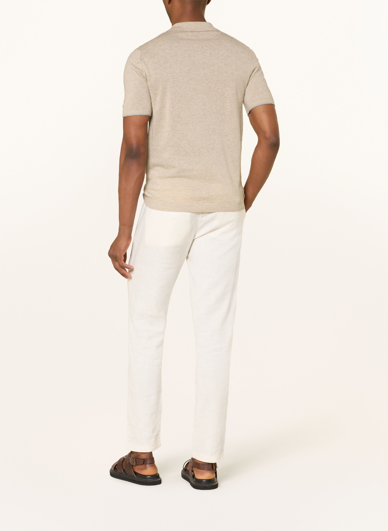 ROY ROBSON Strick-Poloshirt mit Leinen: BEIGE