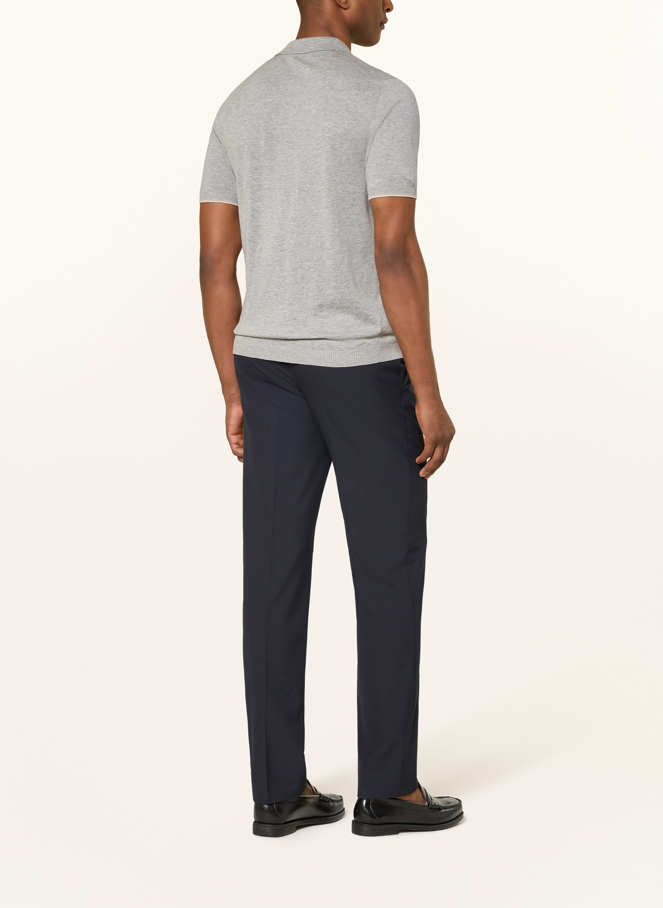 ROY ROBSON Strick-Poloshirt mit Leinen: HELLGRAU