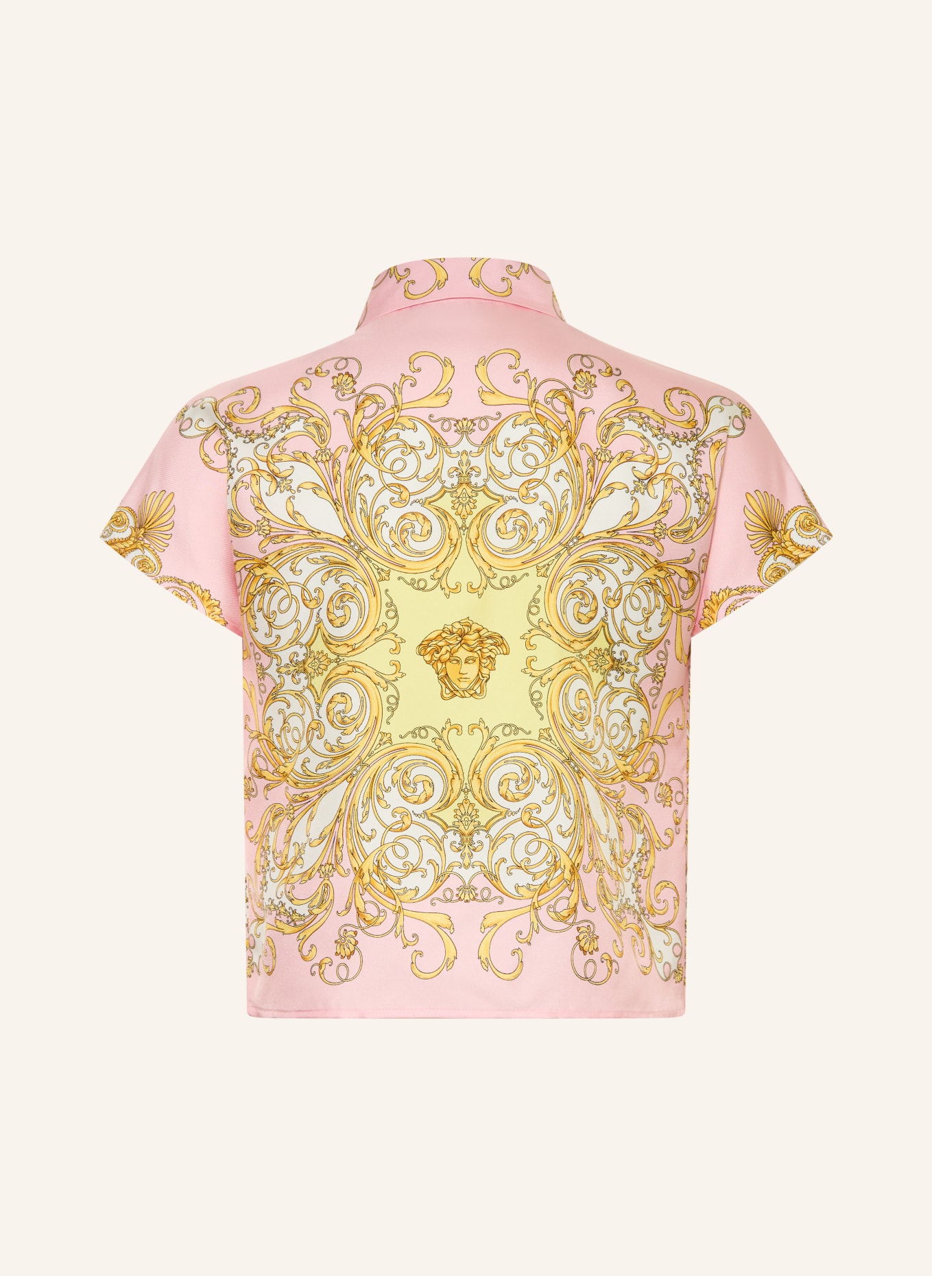 VERSACE silk blouse: YELLOW / LIGHT BROWN / PINK