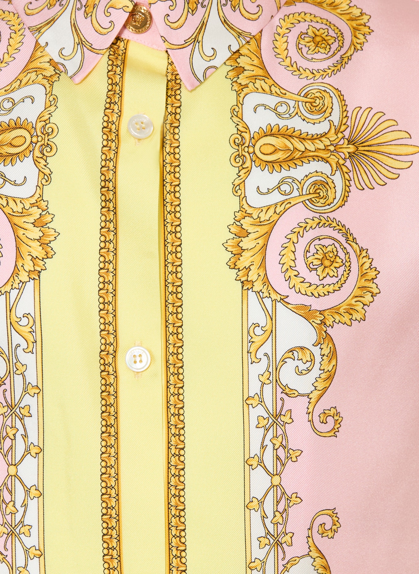 VERSACE silk blouse: YELLOW / LIGHT BROWN / PINK