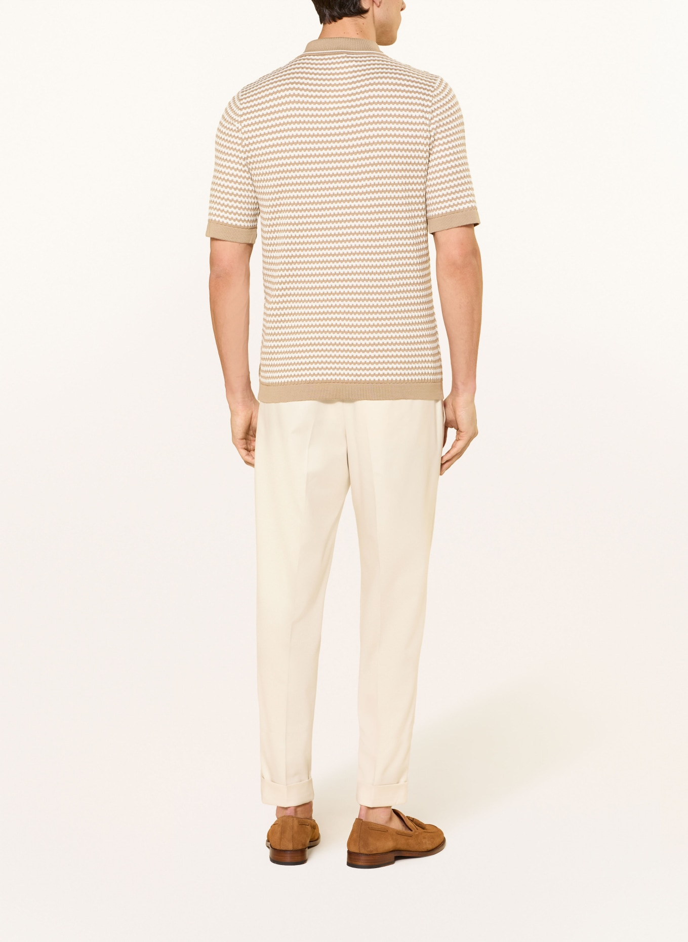 CINQUE Pletené polo tričko CIFLAVIEN: BÉŽOVÁ / BÍLÁ