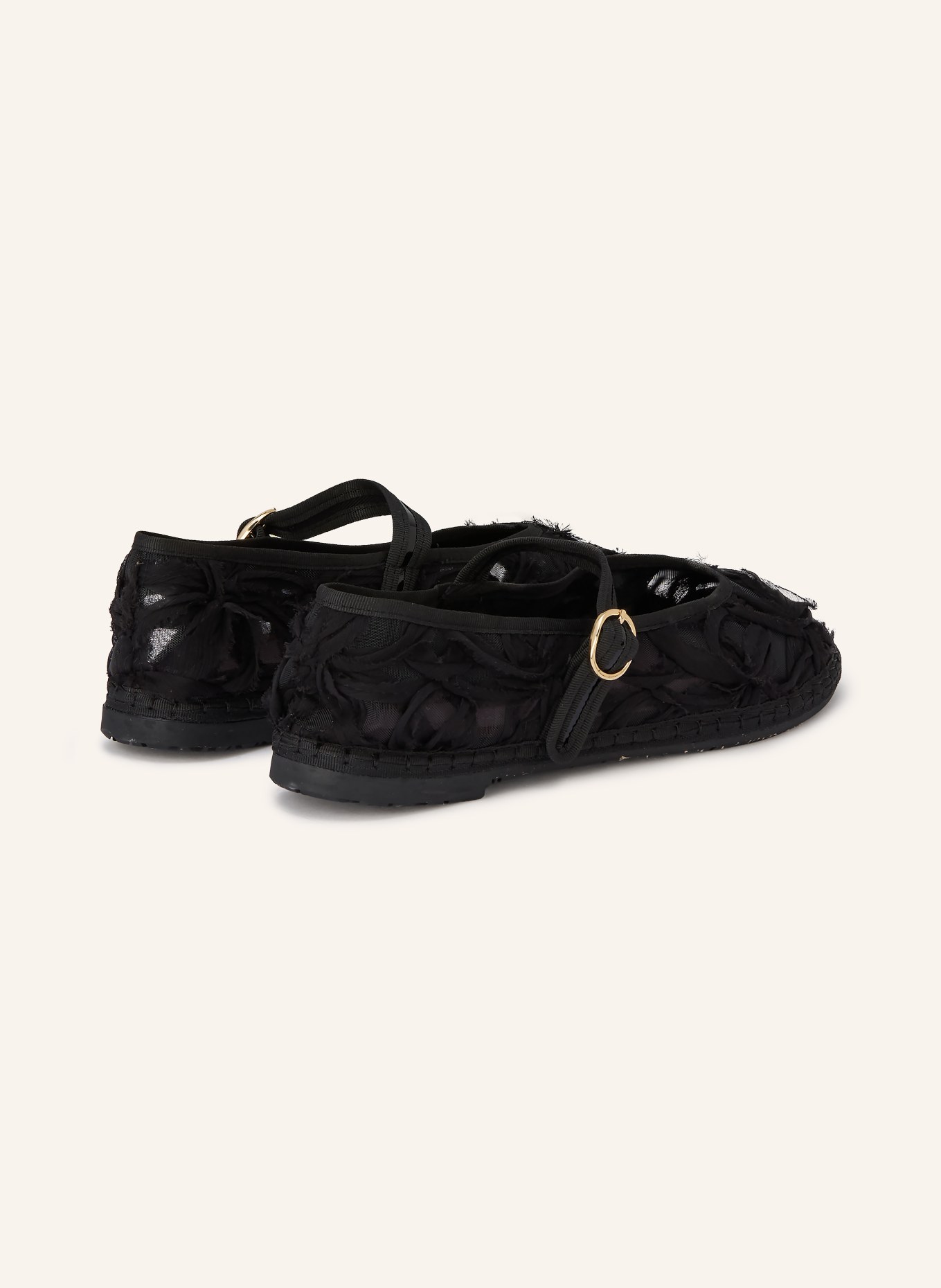 FLABELUS Mary Jane ballerina flats PIERRE LACE: BLACK