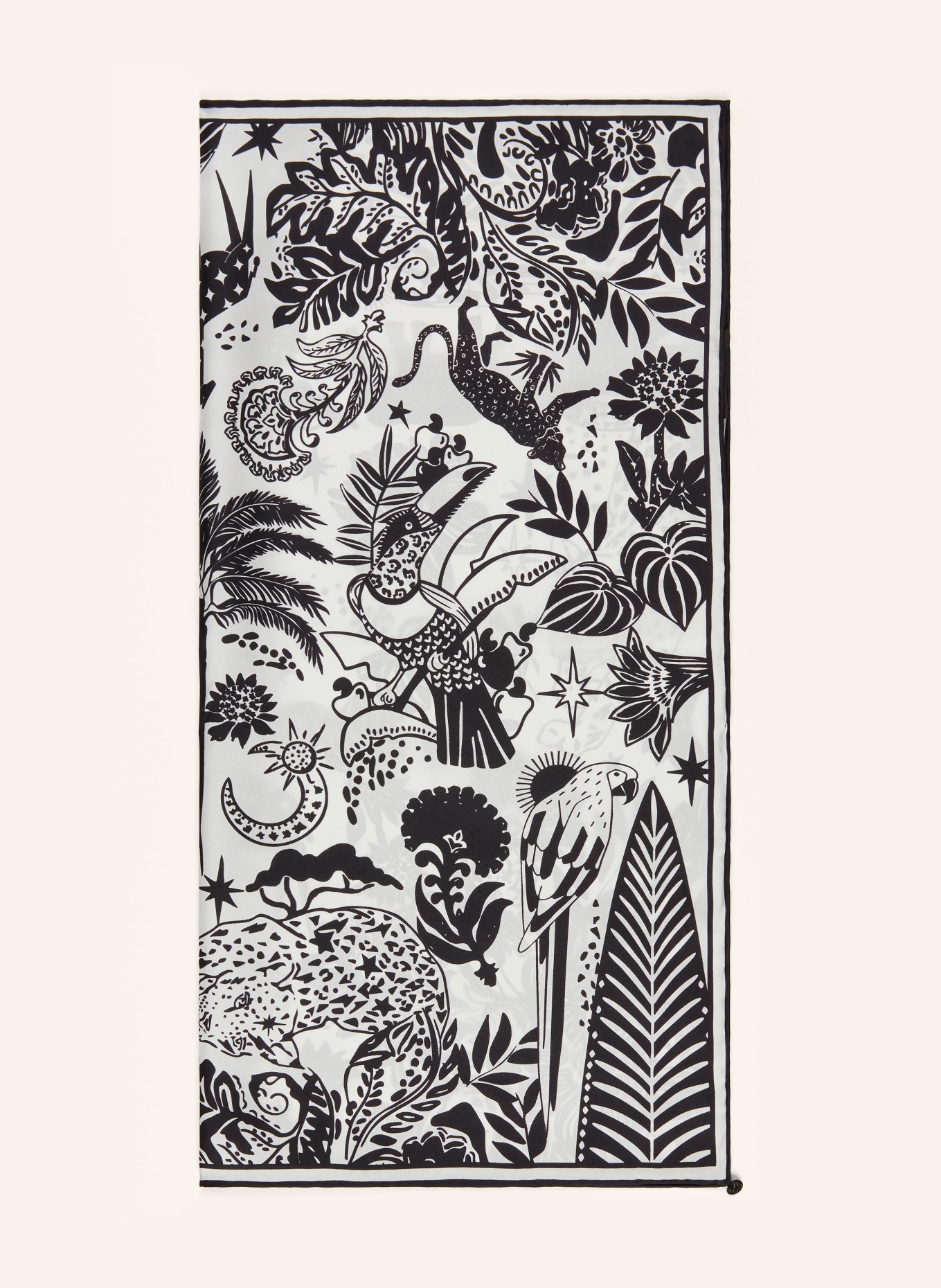 CODELLO silk scarf: WHITE / BLACK