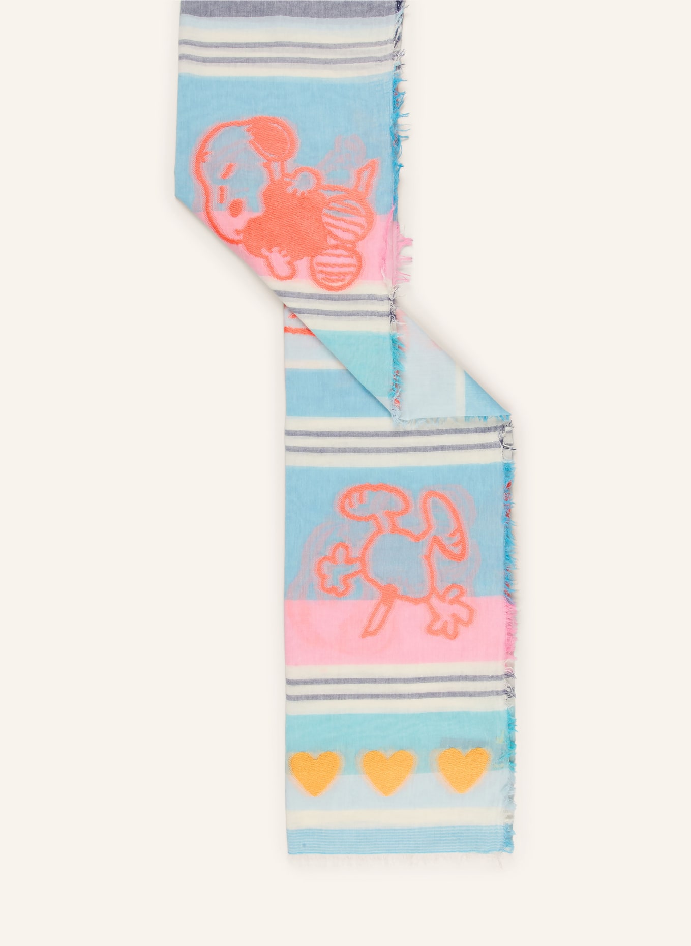 CODELLO jacquard scarf: LIGHT BLUE / BLUE GRAY / ORANGE