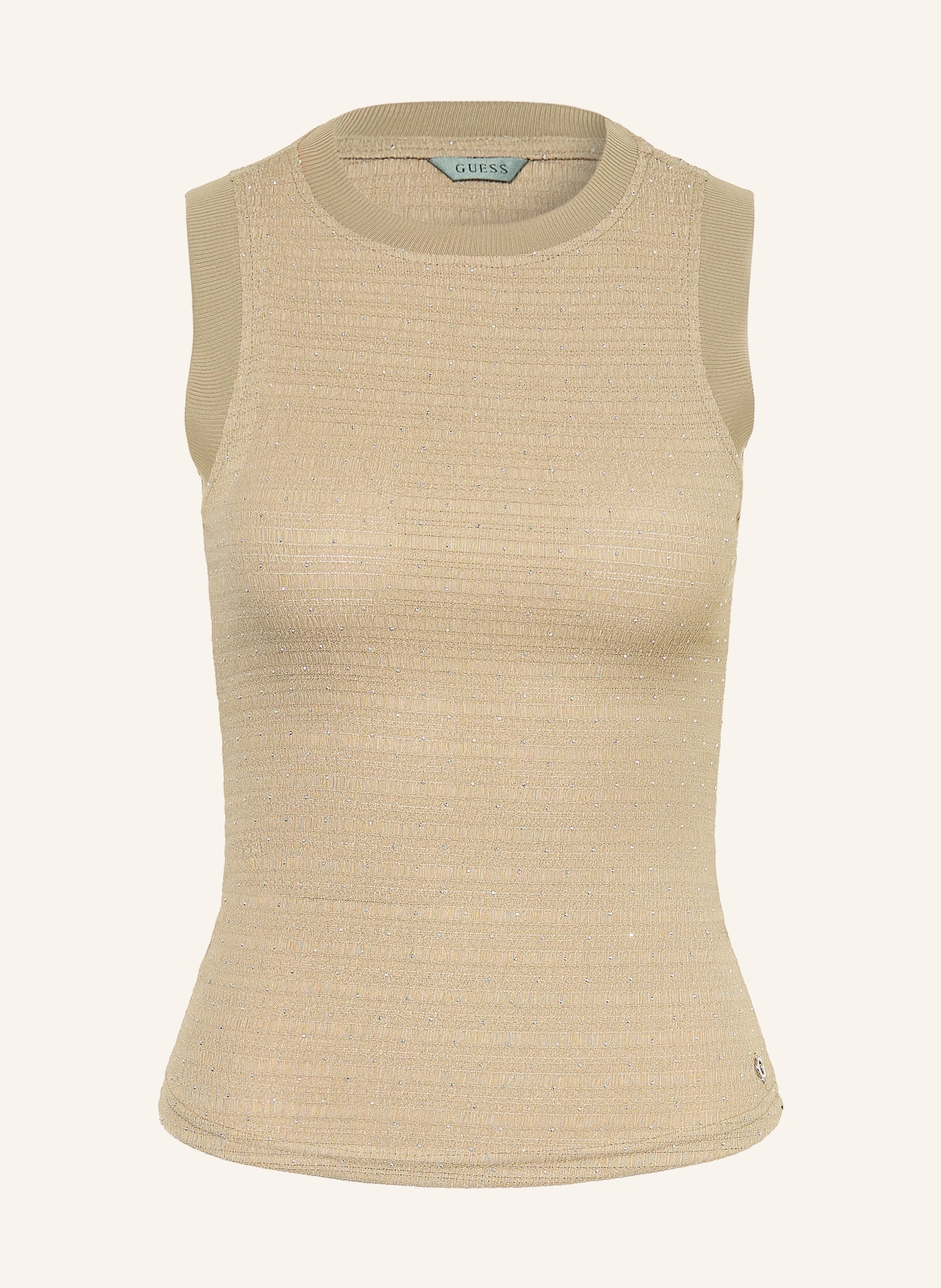 GUESS Top FRANCINE avec pierres décoratives: BEIGE