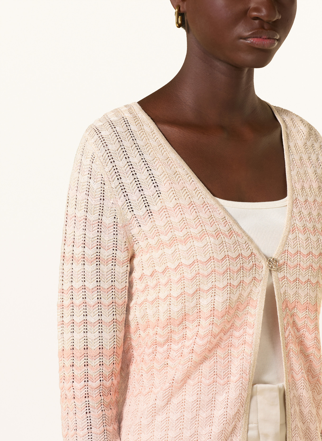 GUESS Cardigan ROSALYN avec fil pailleté: SAUMON / OR / BEIGE