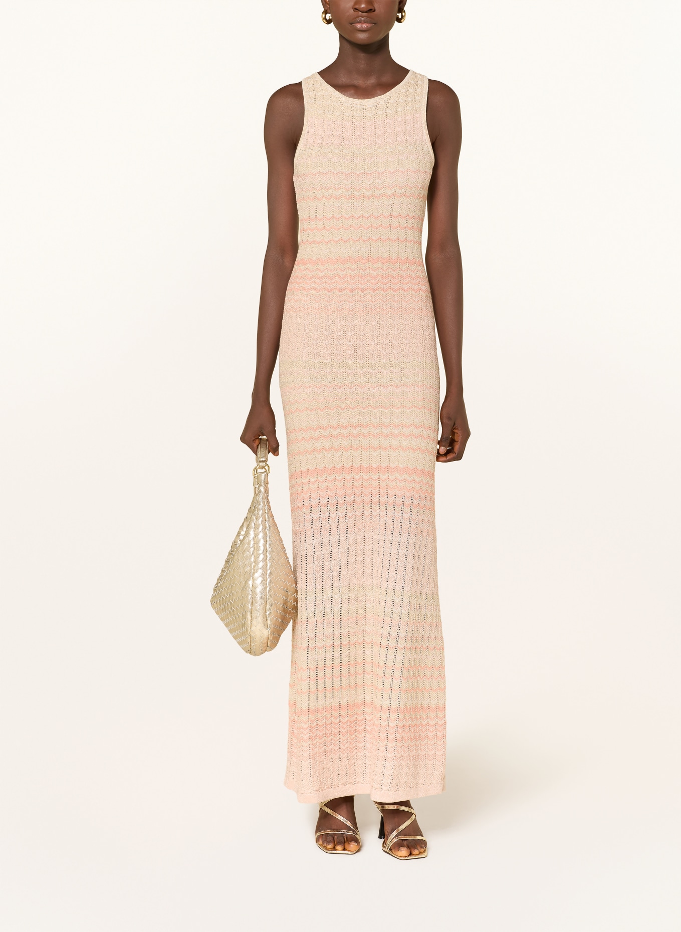 GUESS Robe en maille ROSALYN avec fil pailleté: BEIGE / SAUMON