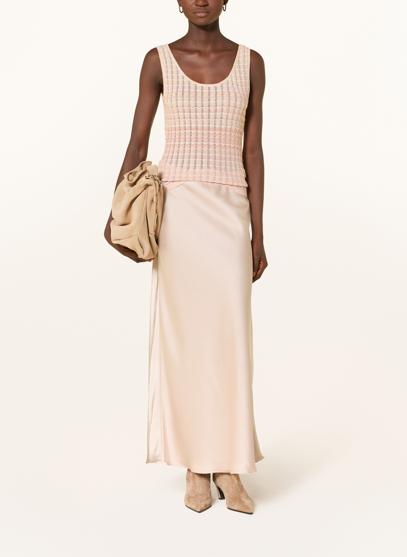 GUESS Top en maille ROSALYN avec fil pailleté: BEIGE / SAUMON