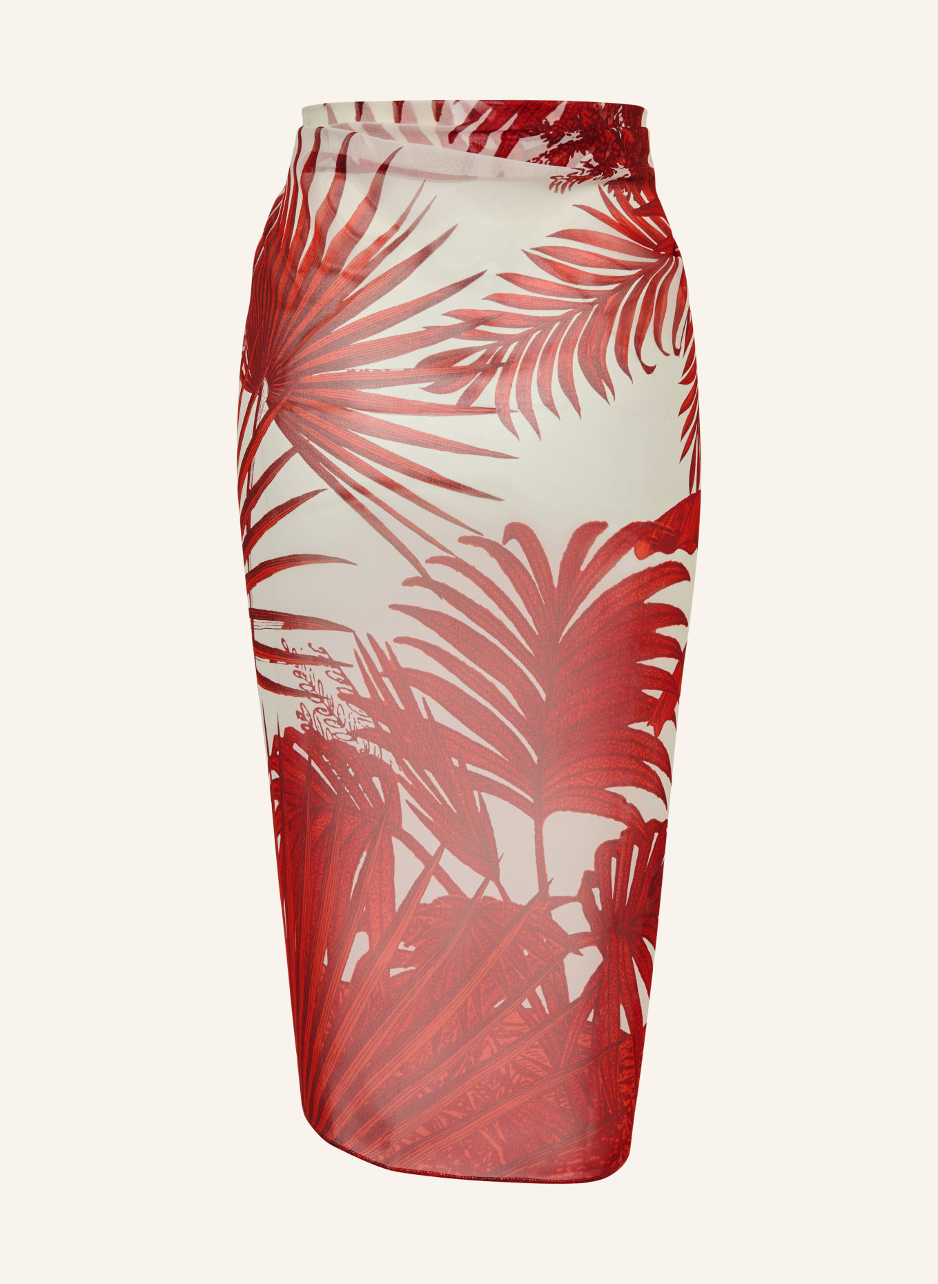 MARYAN MEHLHORN Silk pareo PALMARIA: RED / DARK RED / WHITE