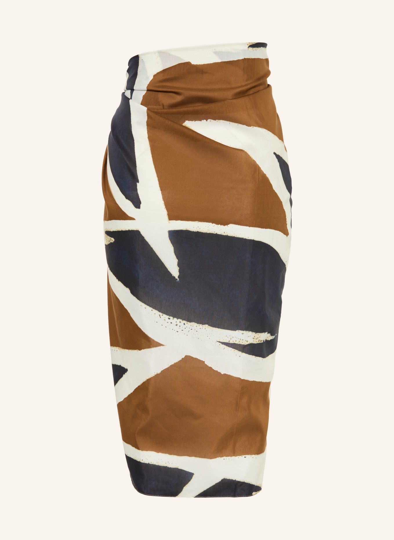 MARYAN MEHLHORN Pareo NOMADE with silk: BROWN / DARK BLUE / WHITE