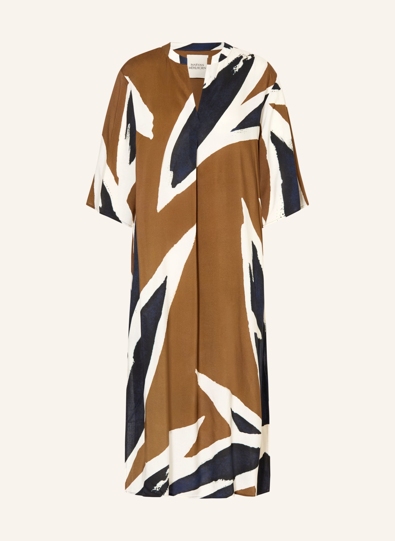 MARYAN MEHLHORN Plážové šaty NOMADE s 3/4 rukávem: HNĚDÁ / BÍLÁ / ČERNÁ