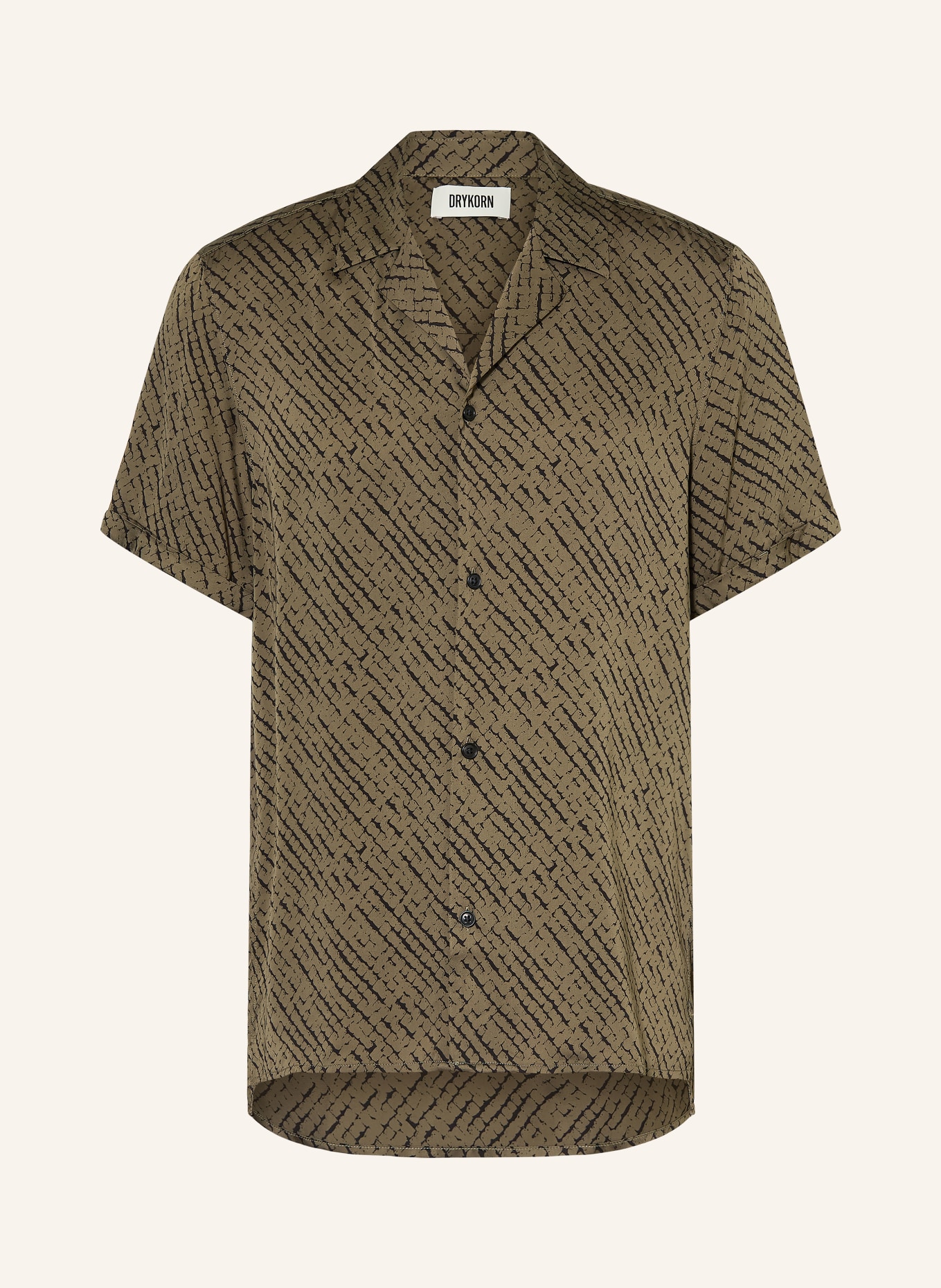 DRYKORN Koszula resortowa BIJAN Regular Fit z satyny: KHAKI / CZARNY