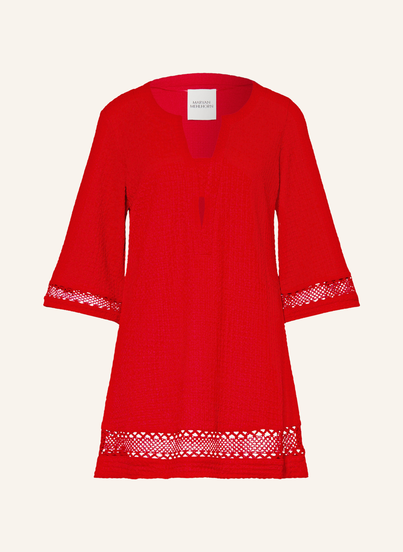 MARYAN MEHLHORN Plážové šaty s 3/4 rukávem: ČERVENÁ
