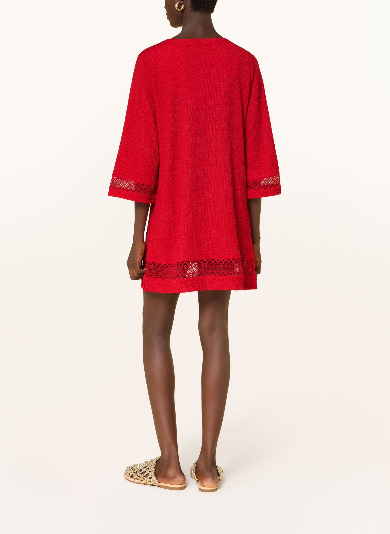 MARYAN MEHLHORN Plážové šaty s 3/4 rukávem: ČERVENÁ