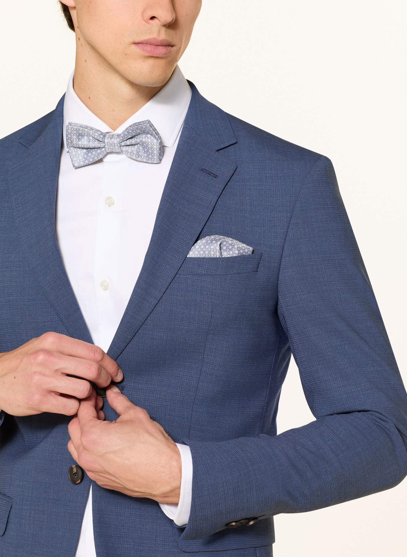 Prince BOWTIE Set: Fliege und Einstecktuch: GRAU / HELLBLAU