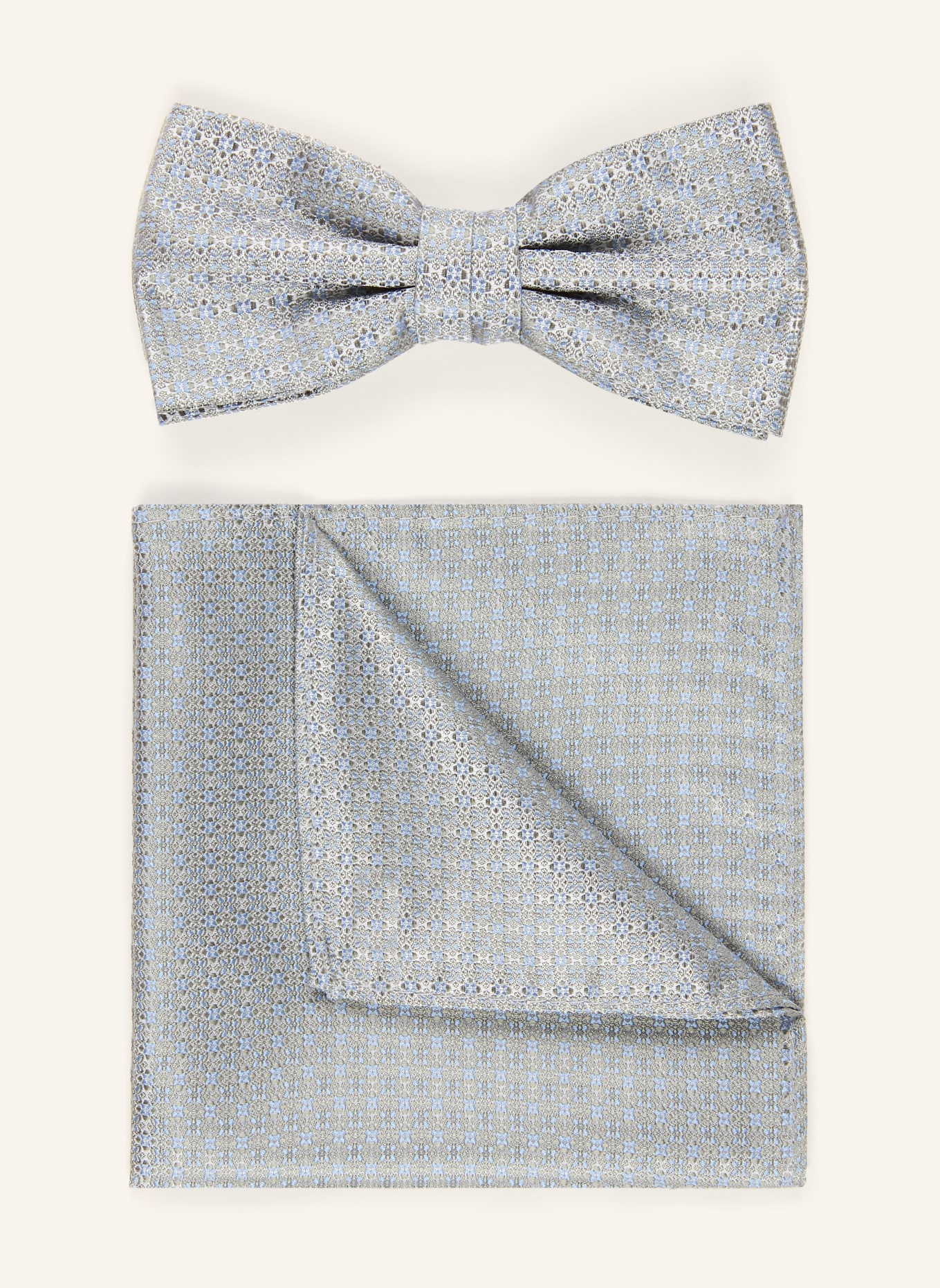 Prince BOWTIE Set: Fliege und Einstecktuch: KHAKI / HELLBLAU