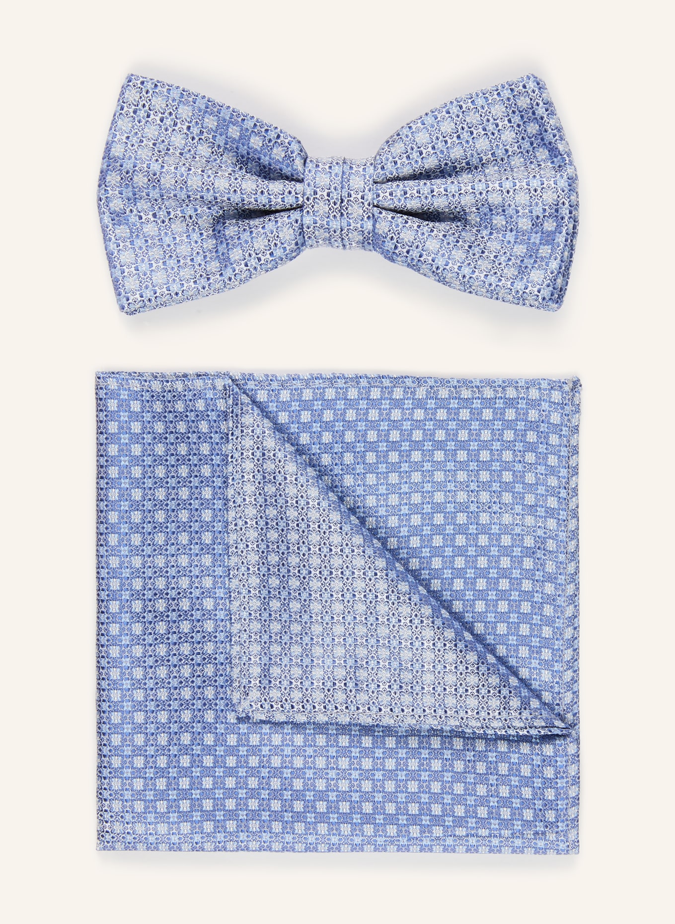 Prince BOWTIE Set: Fliege und Einstecktuch: BLAU / HELLBLAU