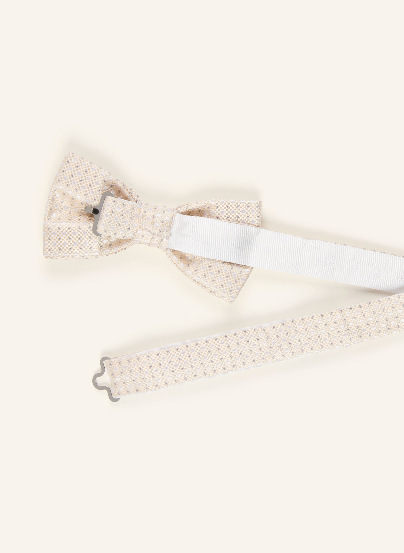Prince BOWTIE Set: Fliege und Einstecktuch: CREME / GRAU / WEISS