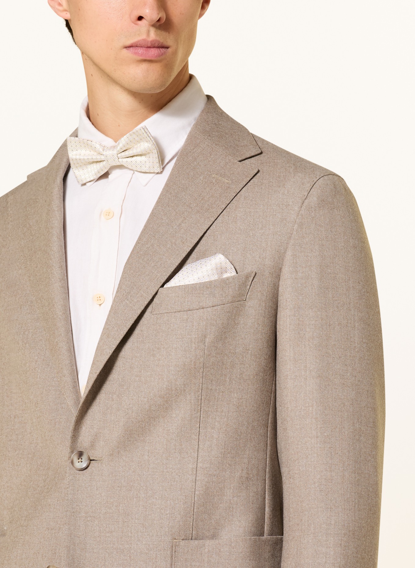 Prince BOWTIE Set: Fliege und Einstecktuch: CREME / GRAU / WEISS