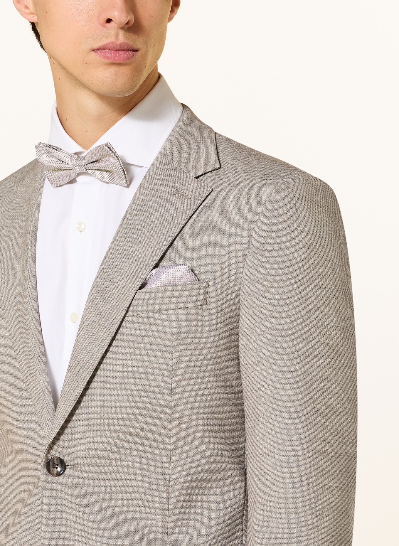 Prince BOWTIE Set: Fliege und Einstecktuch: TAUPE / CREME